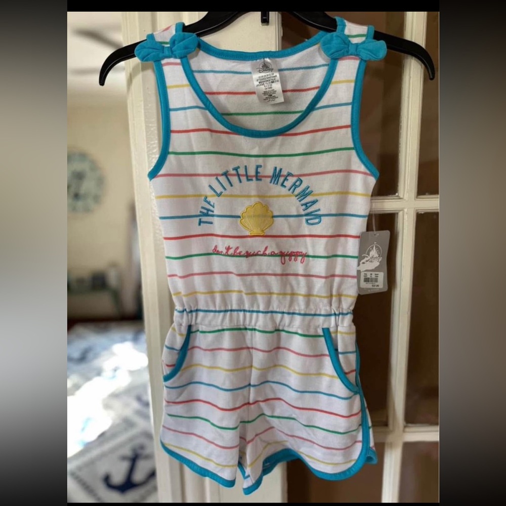 New Disney Store 5 6 Girls The Little Mermaid Striped Romper